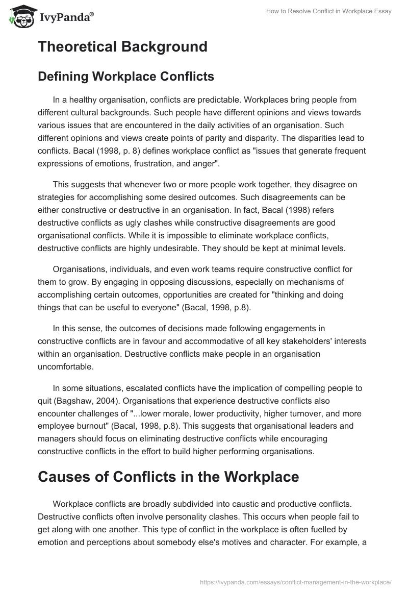 How to Resolve Conflict in Workplace Essay. Page 2