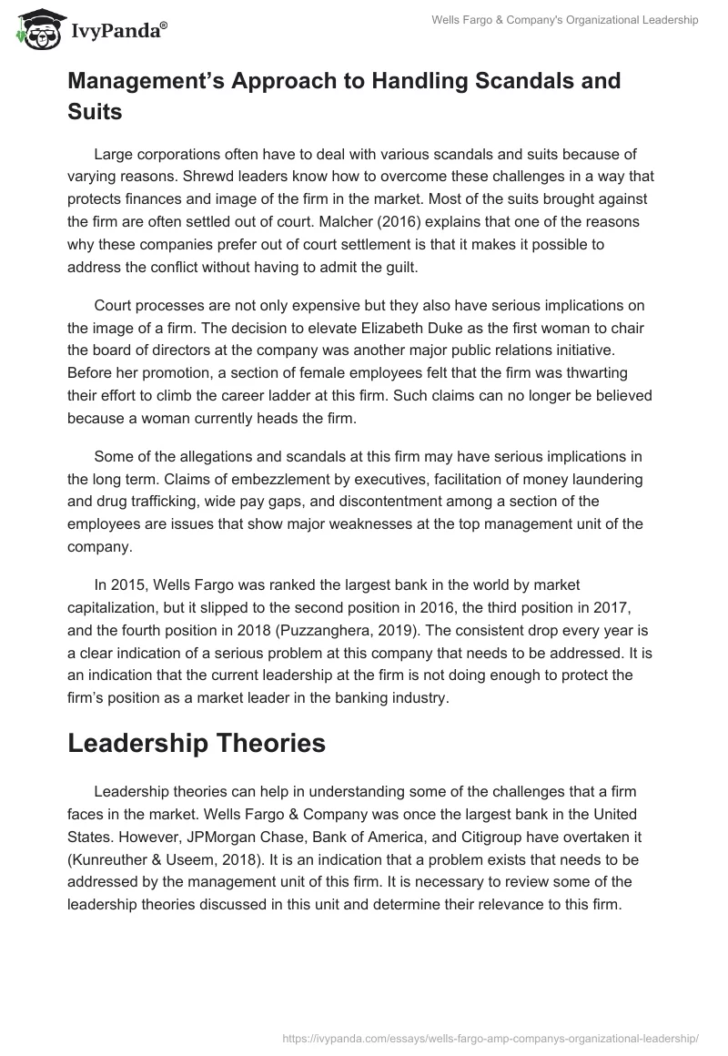 Wells Fargо & Company's Organizational Leadership. Page 4