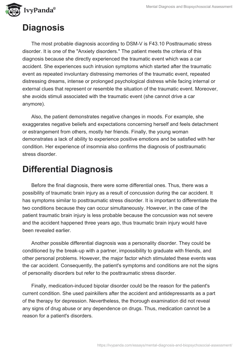Mental Diagnosis and Biopsychosocial Assessment. Page 3