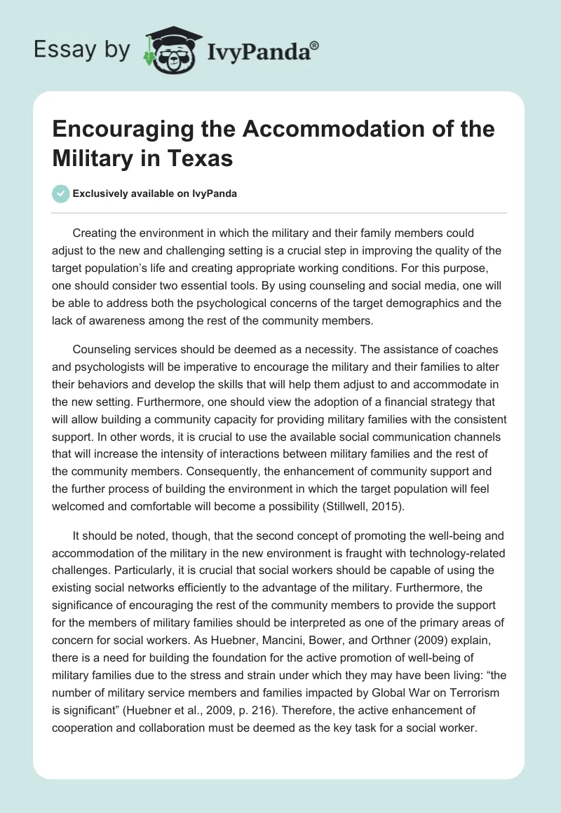 Encouraging the Accommodation of the Military in Texas. Page 1