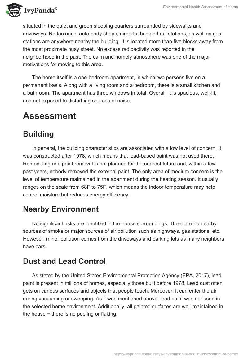 Environmental Health Assessment of Home. Page 2