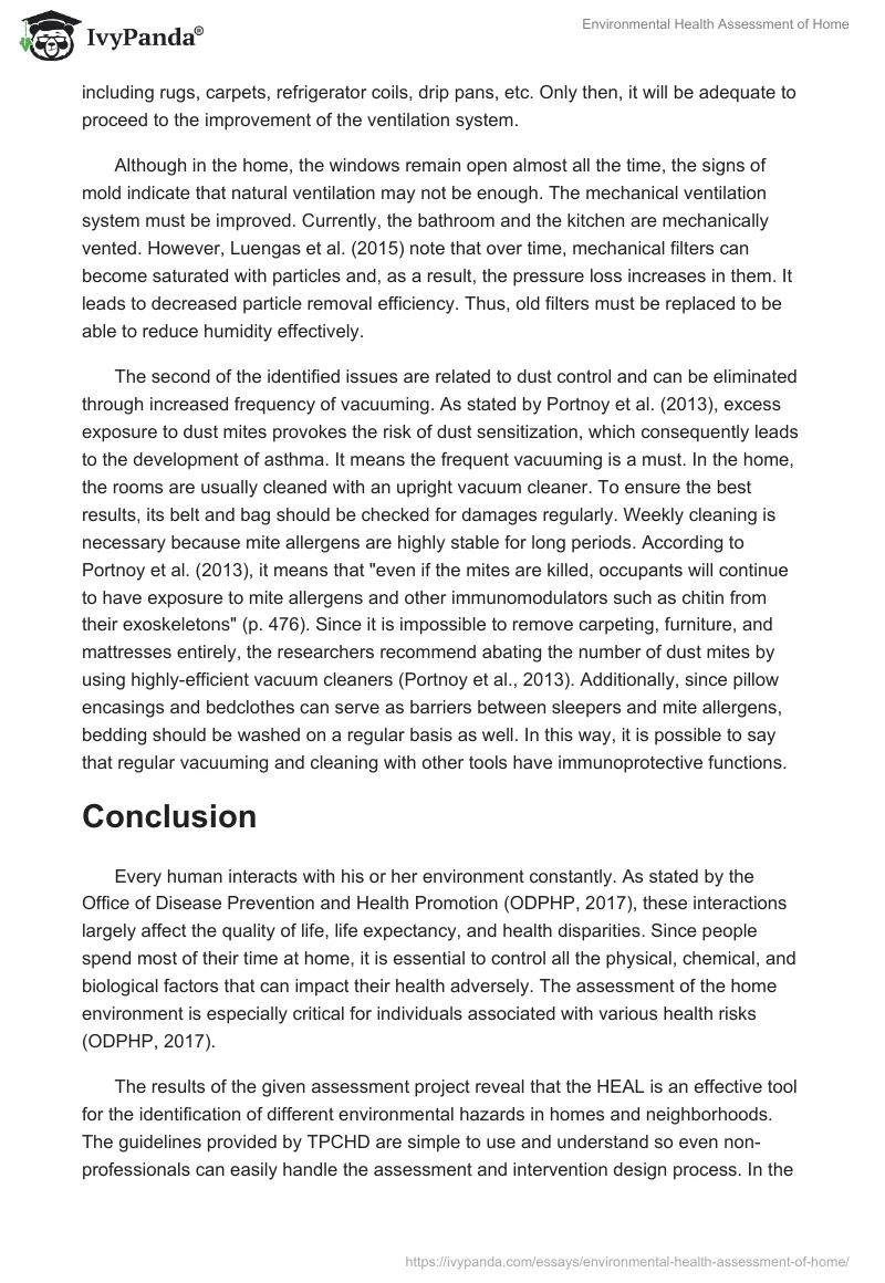 Environmental Health Assessment of Home. Page 5