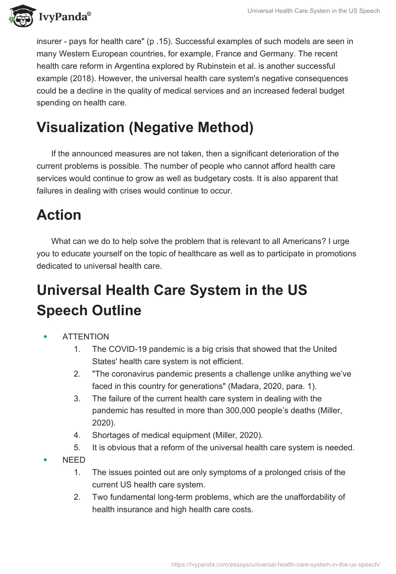 Universal Health Care System in the US Speech. Page 2