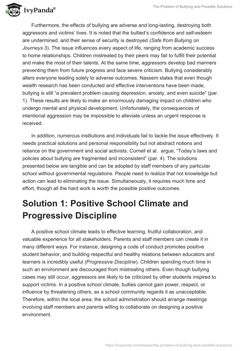 The Problem of Bullying and Possible Solutions. Page 2