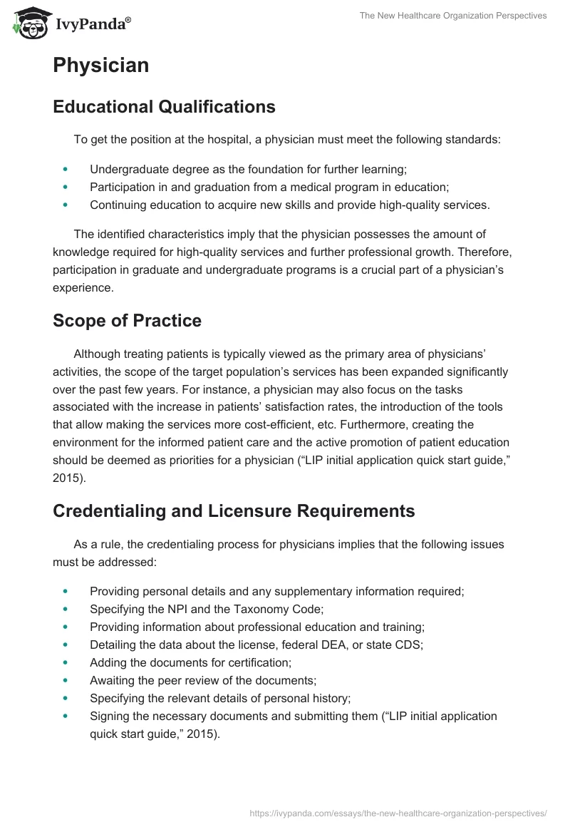 The New Healthcare Organization Perspectives. Page 2