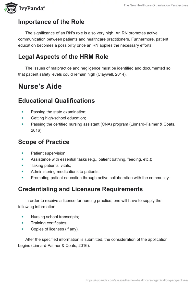 The New Healthcare Organization Perspectives. Page 4