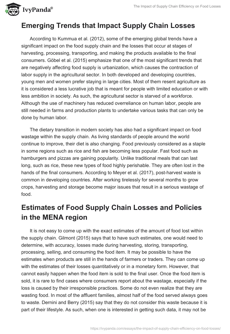 The Impact of Supply Chain Efficiency on Food Losses. Page 2