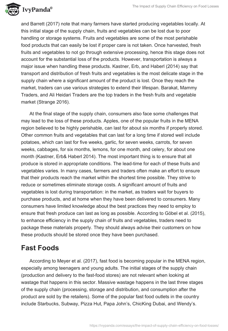 The Impact of Supply Chain Efficiency on Food Losses. Page 5