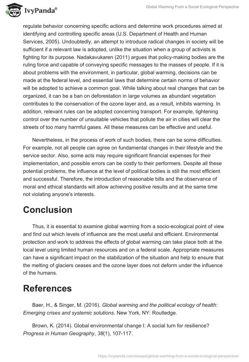 Global Warming From a Social Ecological Perspective. Page 5