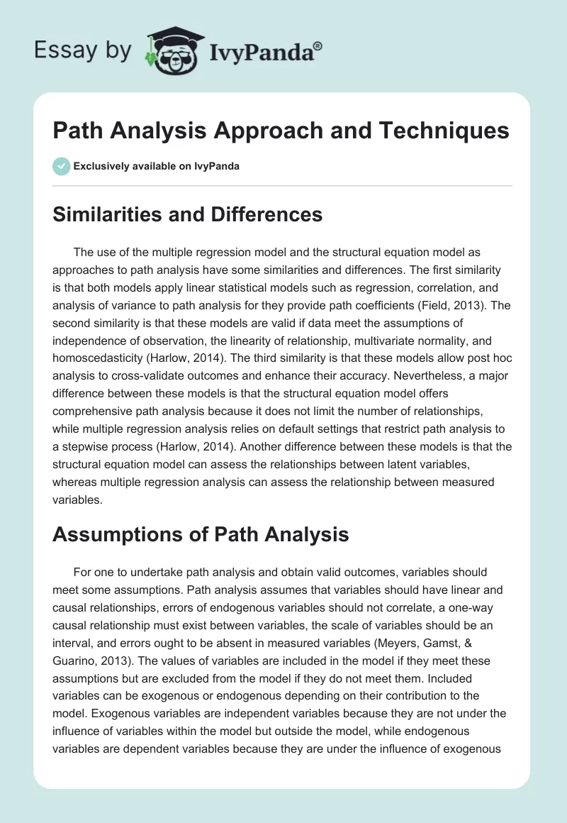 Path Analysis Approach and Techniques. Page 1