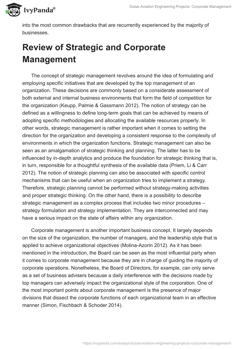 Dubai Aviation Engineering Projects: Corporate Management. Page 2
