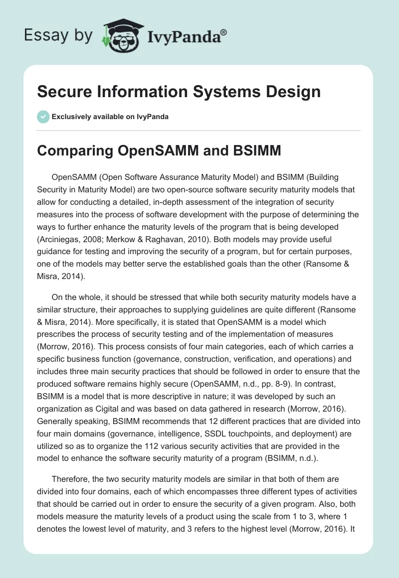 Secure Information Systems Design. Page 1
