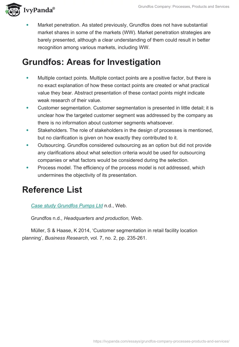 Grundfos Company: Processes, Products and Services. Page 3