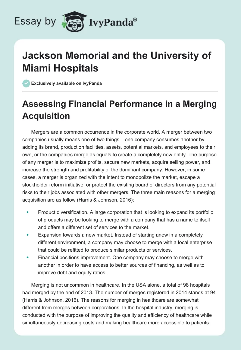 Jackson Memorial and the University of Miami Hospitals. Page 1