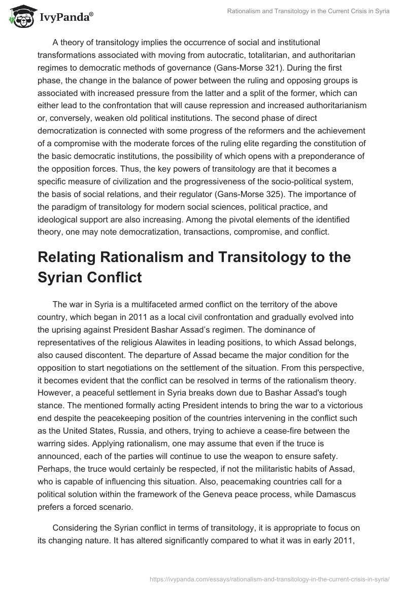 Rationalism and Transitology in the Current Crisis in Syria. Page 2