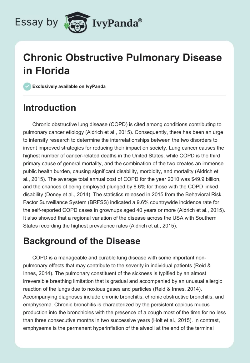 Chronic Obstructive Pulmonary Disease in Florida. Page 1