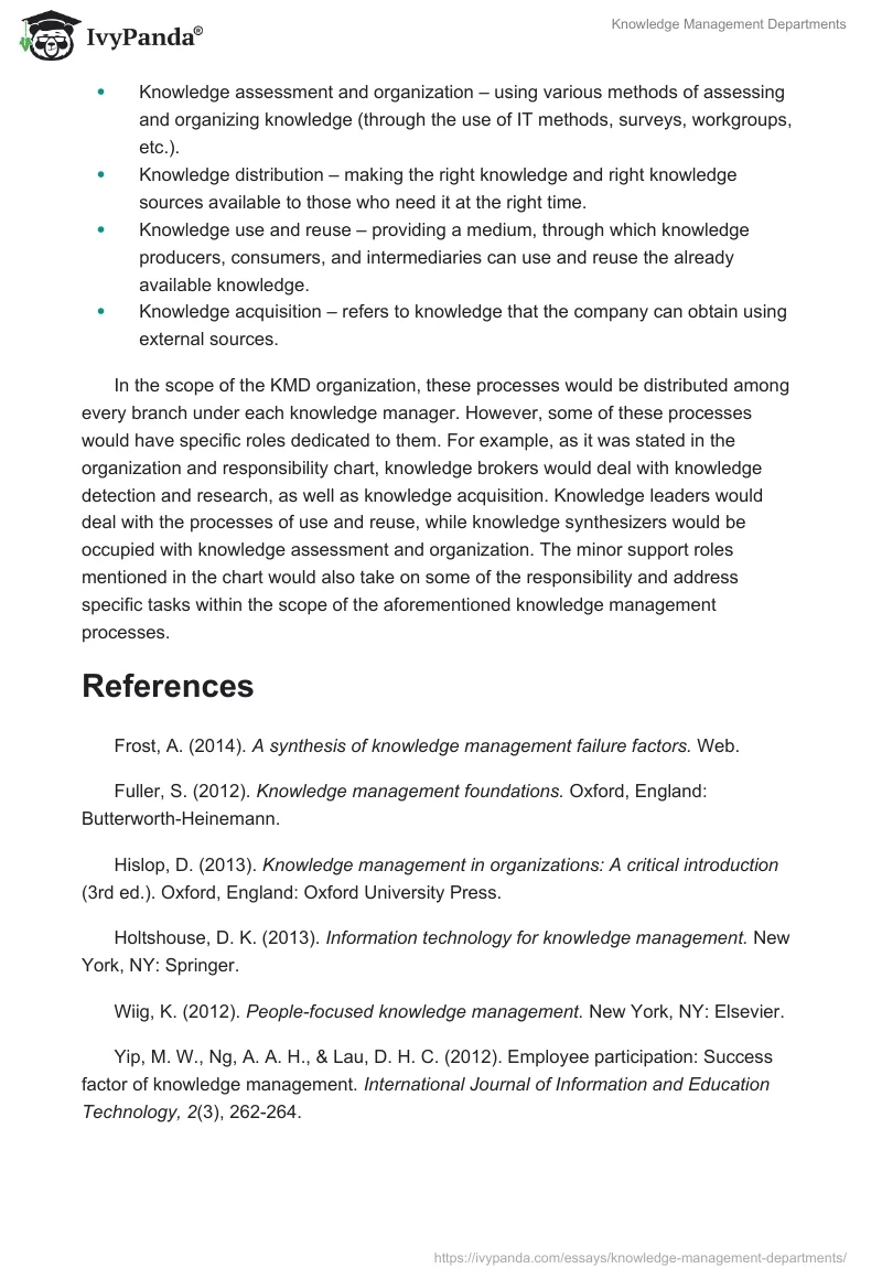 Knowledge Management Departments. Page 4