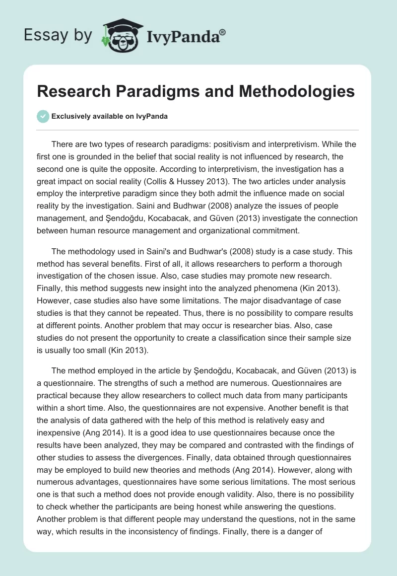 Research Paradigms and Methodologies. Page 1
