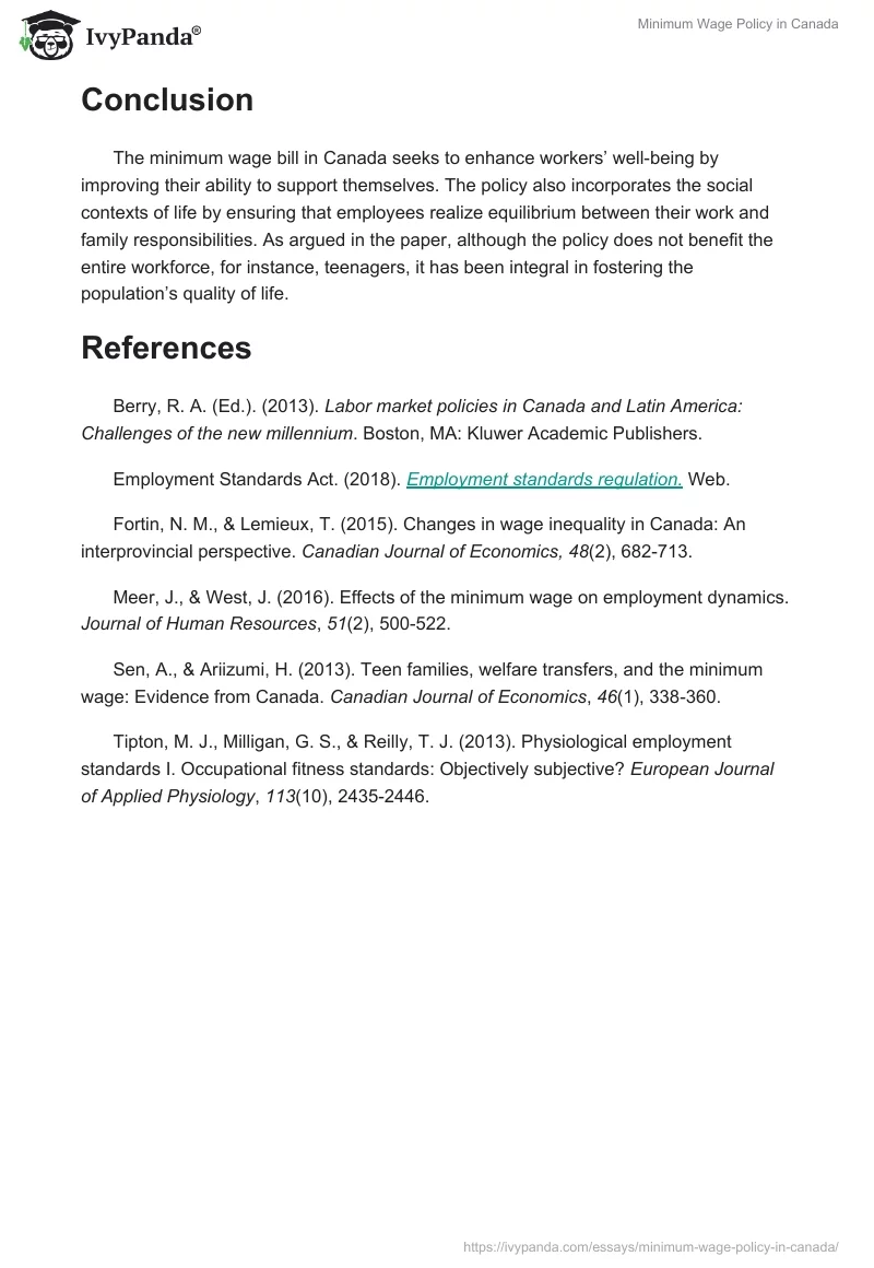 Minimum Wage Policy in Canada. Page 4