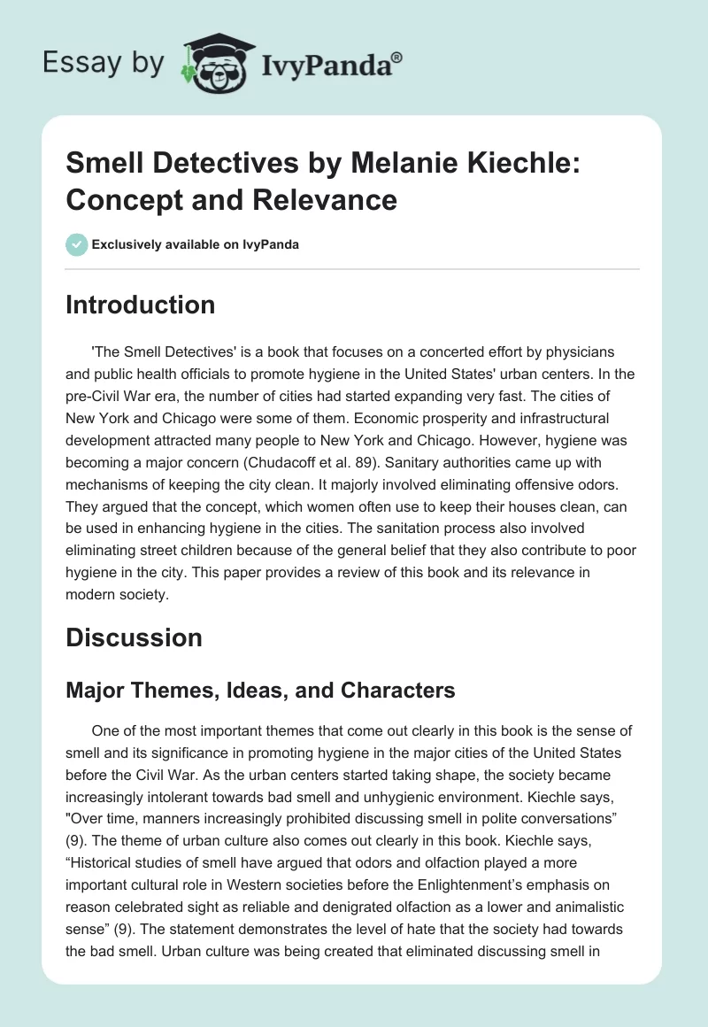 "Smell Detectives" by Melanie Kiechle: Concept and Relevance. Page 1