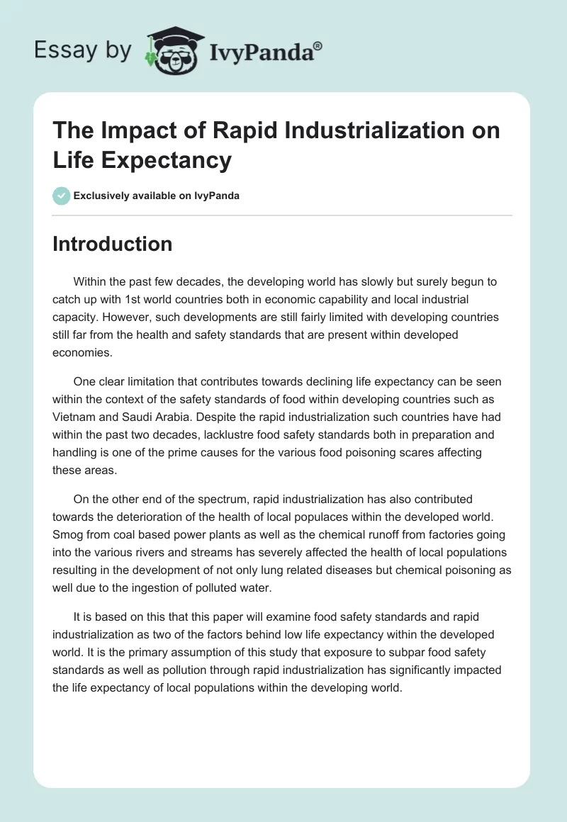 The Impact of Rapid Industrialization on Life Expectancy. Page 1