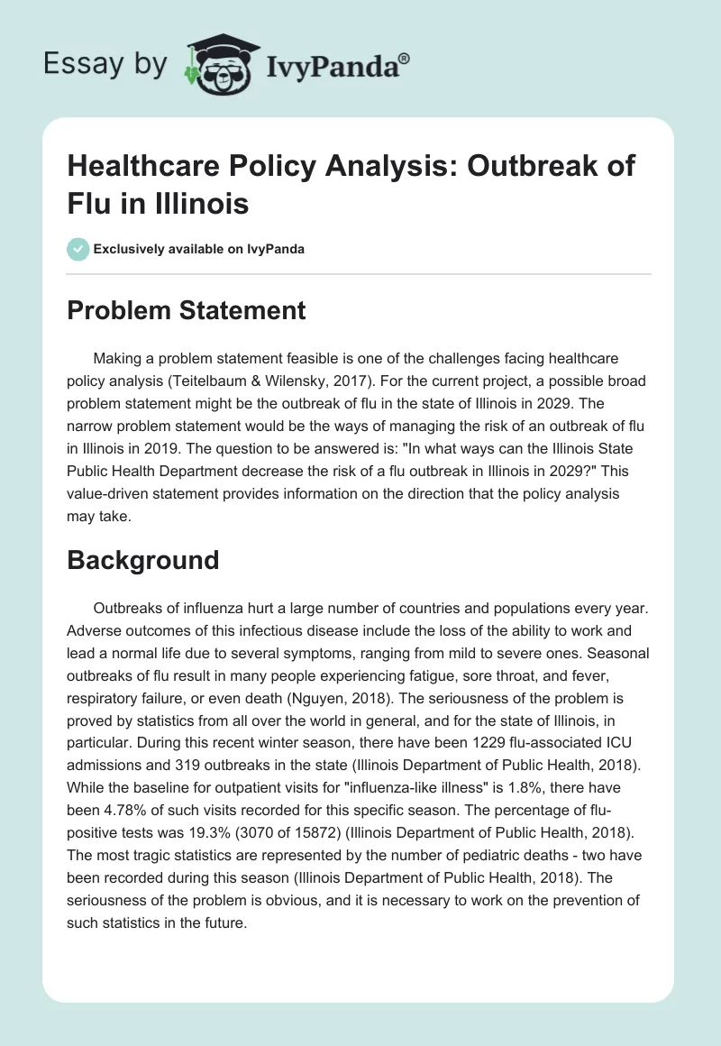 Healthcare Policy Analysis: Outbreak of Flu in Illinois. Page 1