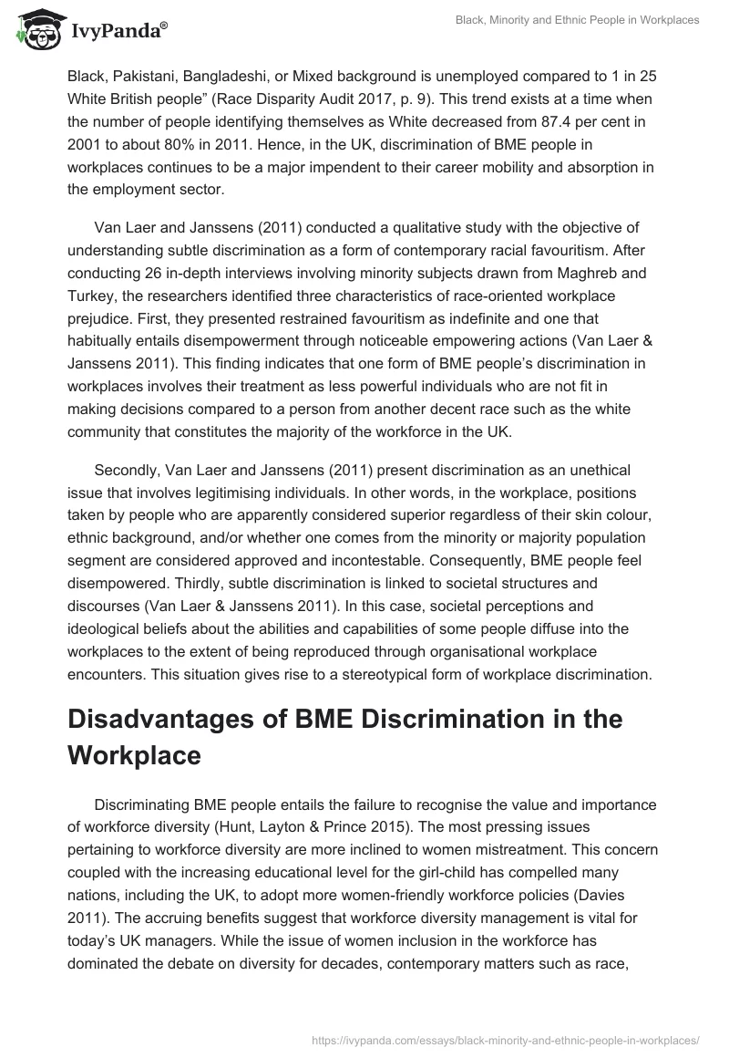 Black, Minority and Ethnic People in Workplaces. Page 2