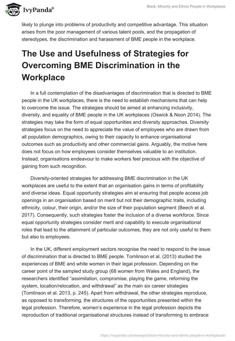 Black, Minority and Ethnic People in Workplaces. Page 4