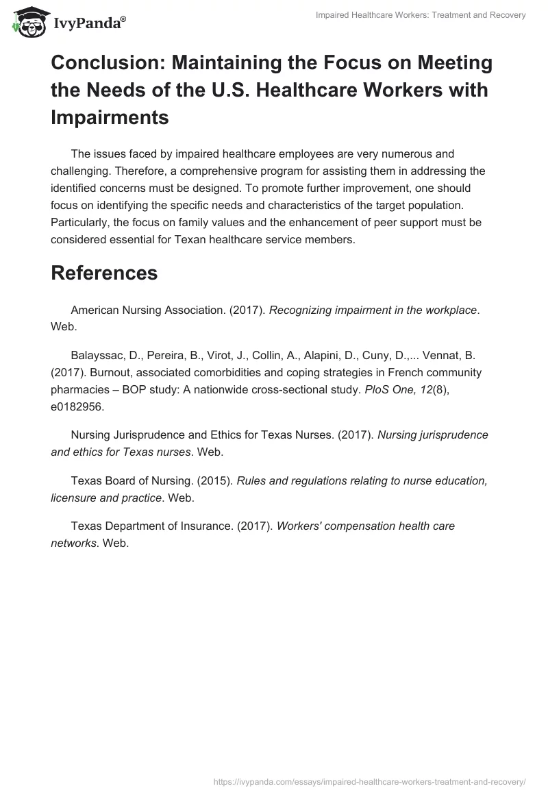 Impaired Healthcare Workers: Treatment and Recovery. Page 4