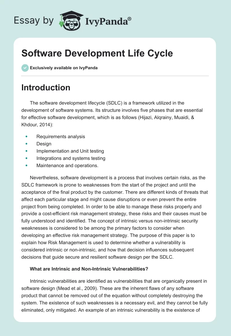 Software Development Life Cycle. Page 1