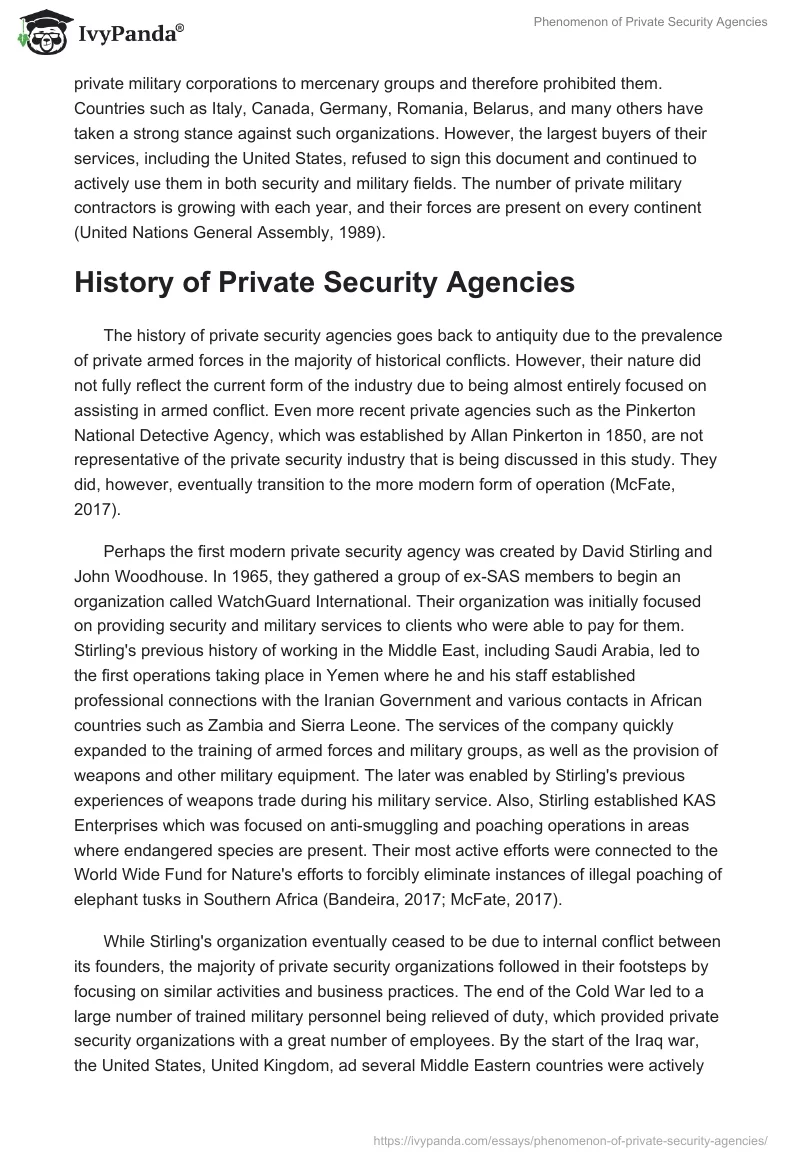 Phenomenon of Private Security Agencies. Page 2