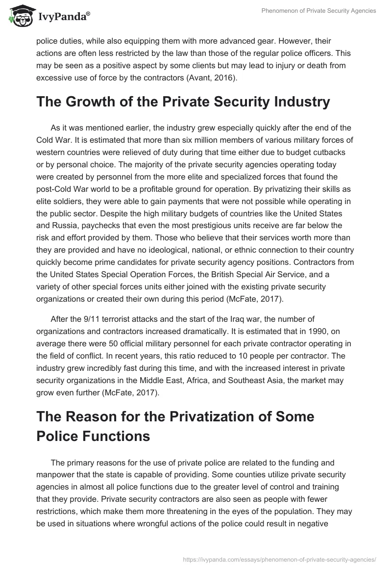 Phenomenon of Private Security Agencies. Page 5