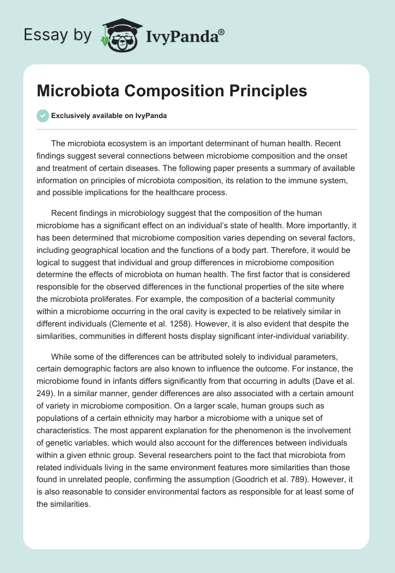 Microbiota Composition Principles. Page 1