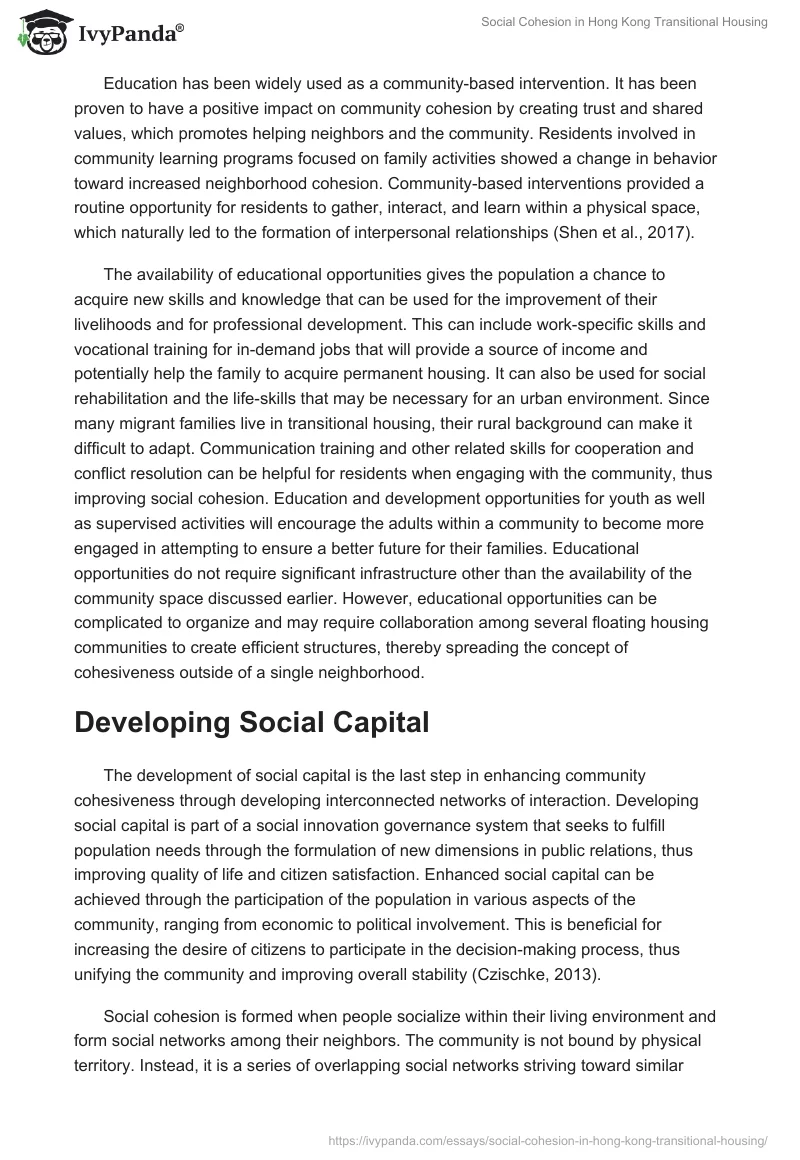 Social Cohesion in Hong Kong Transitional Housing. Page 5