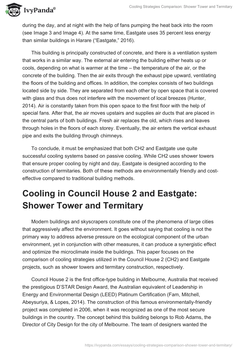 Cooling Strategies Comparison: Shower Tower and Termitary. Page 3