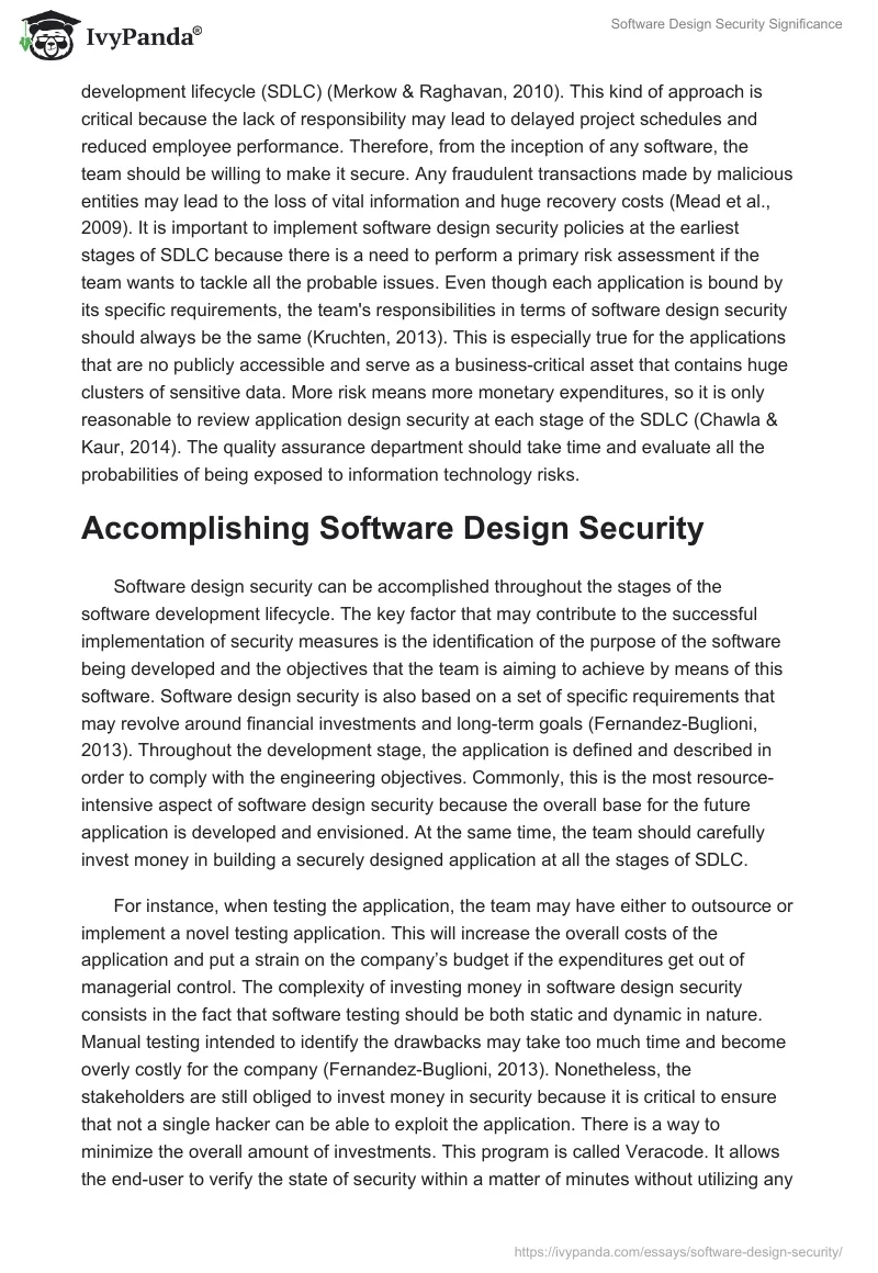 Software Design Security Significance. Page 2