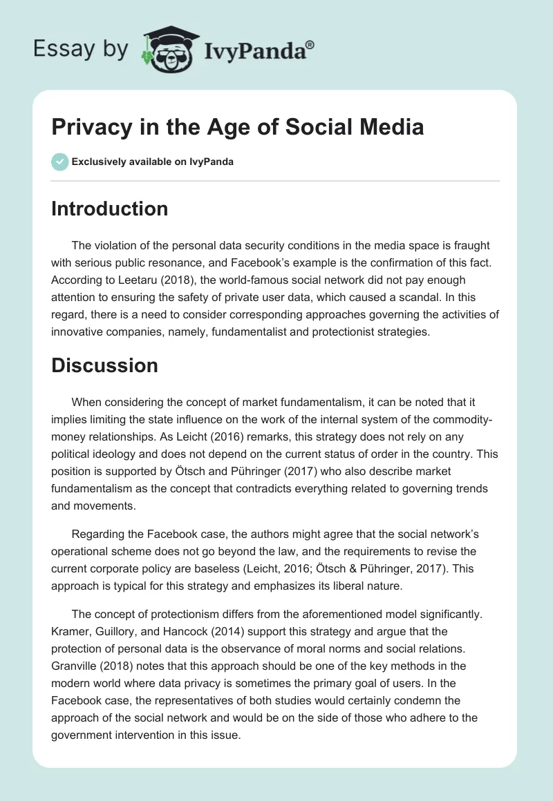 Privacy in the Age of Social Media. Page 1