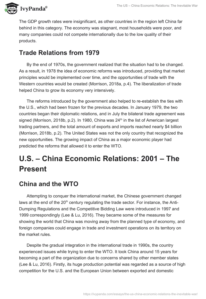 The US – China Economic Relations: The Inevitable War. Page 2