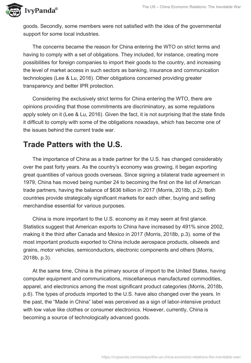 The US – China Economic Relations: The Inevitable War. Page 3