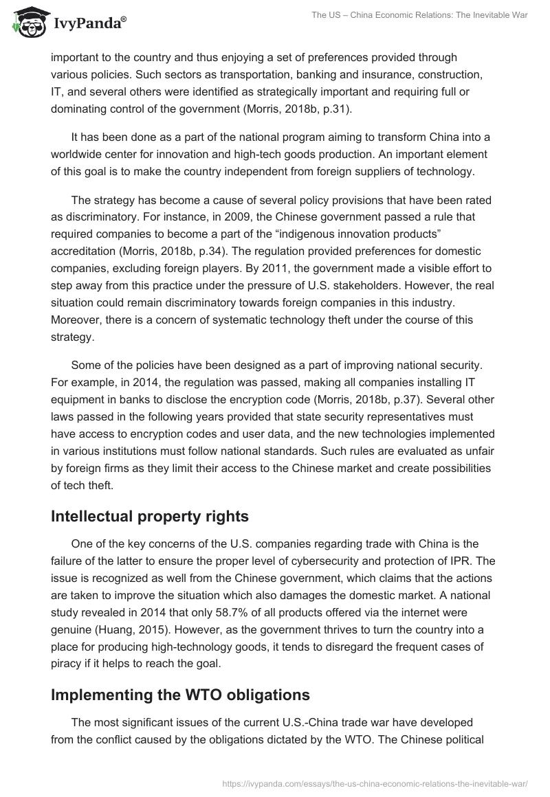 The US – China Economic Relations: The Inevitable War. Page 5