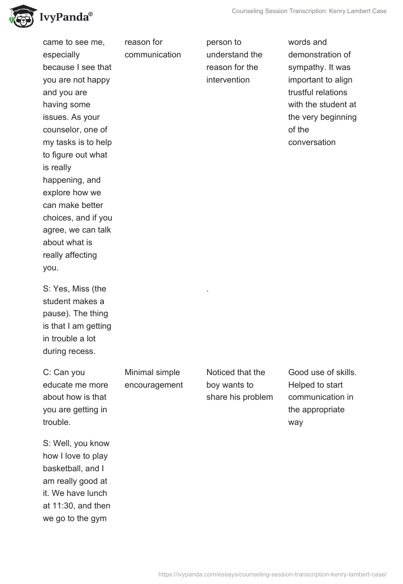 Counseling Session Transcription: Kenry Lambert Case. Page 2