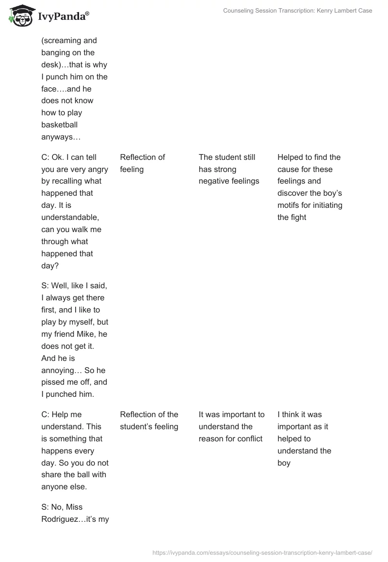 Counseling Session Transcription: Kenry Lambert Case. Page 4