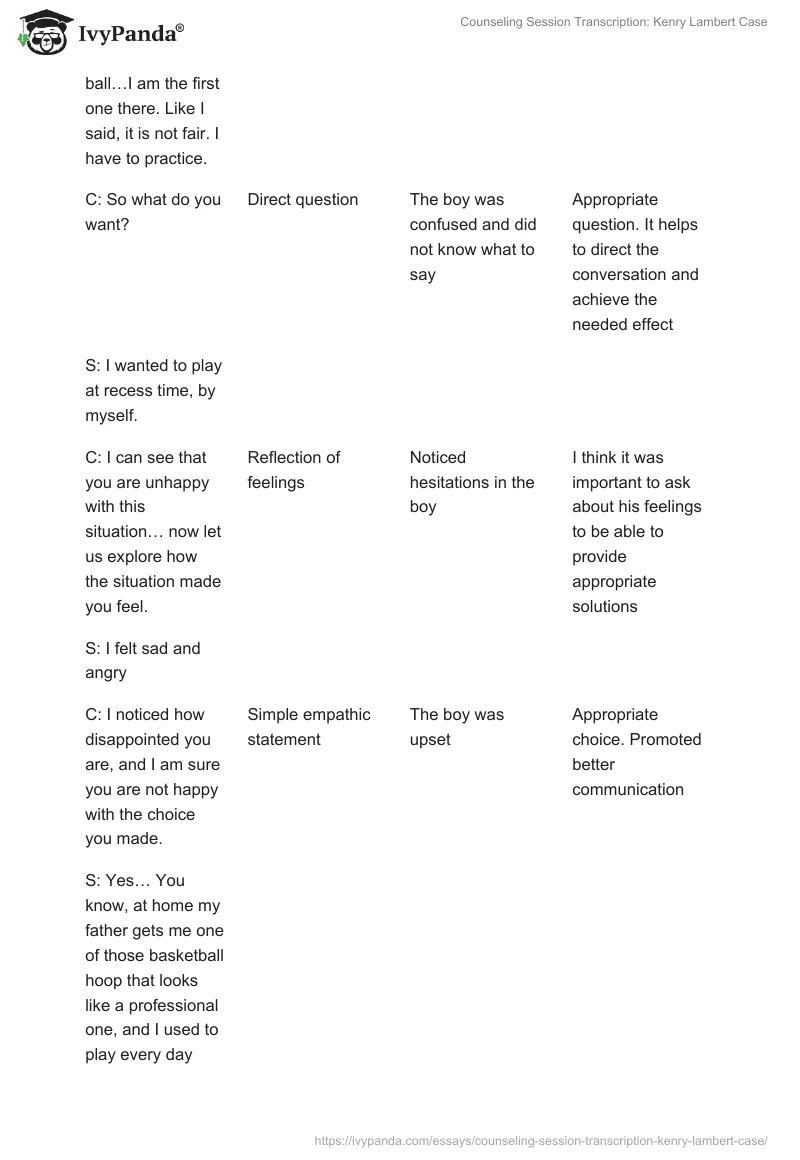 Counseling Session Transcription: Kenry Lambert Case. Page 5