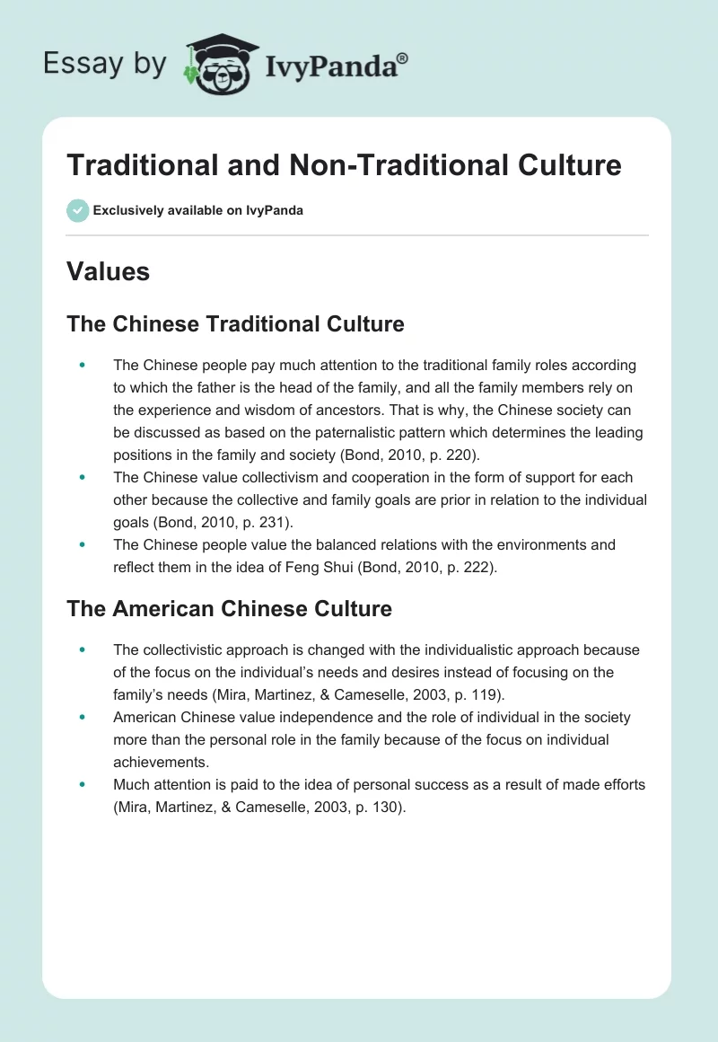 Traditional and Non-Traditional Culture. Page 1