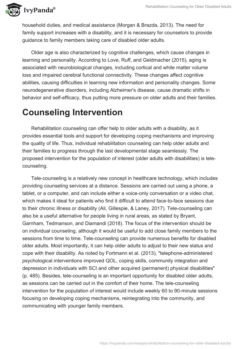 Rehabilitation Counseling for Older Disabled Adults. Page 2
