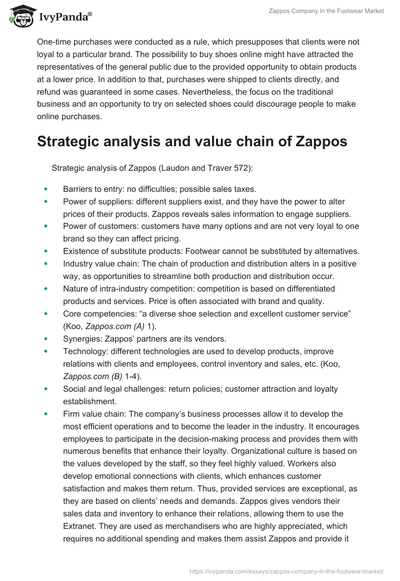 Zappos Company in the Footwear Market. Page 2