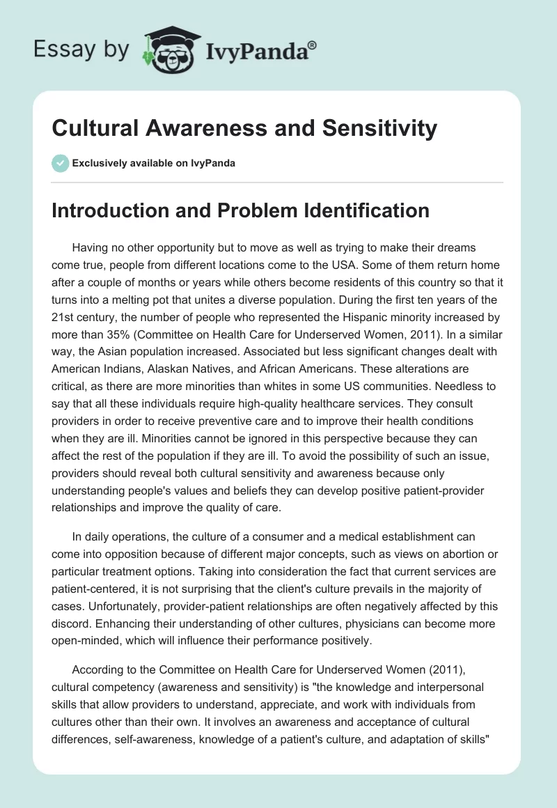 Cultural Awareness and Sensitivity. Page 1