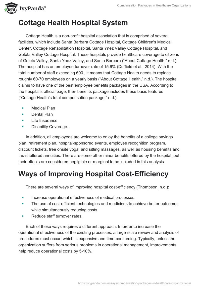 Compensation Packages in Healthcare Organizations. Page 2