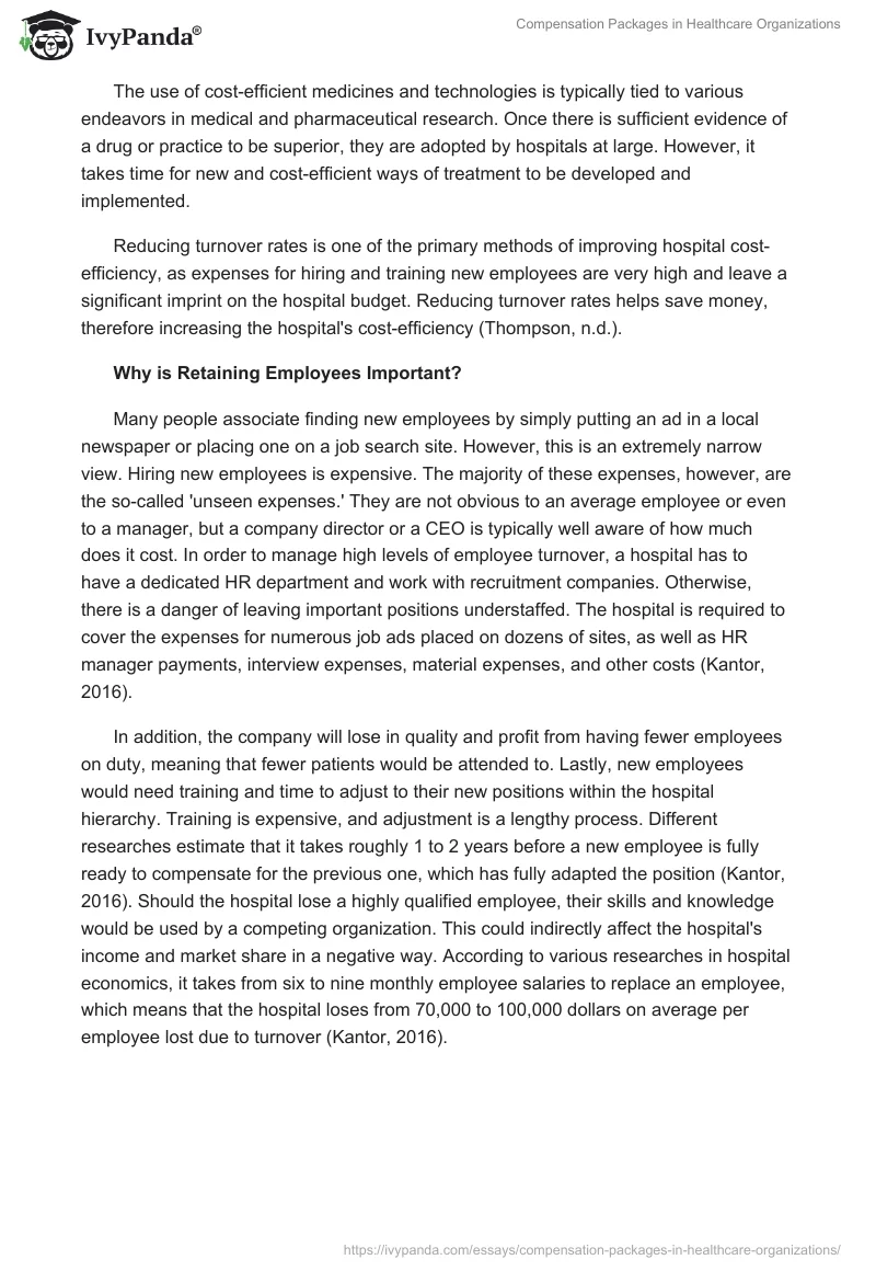 Compensation Packages in Healthcare Organizations. Page 3