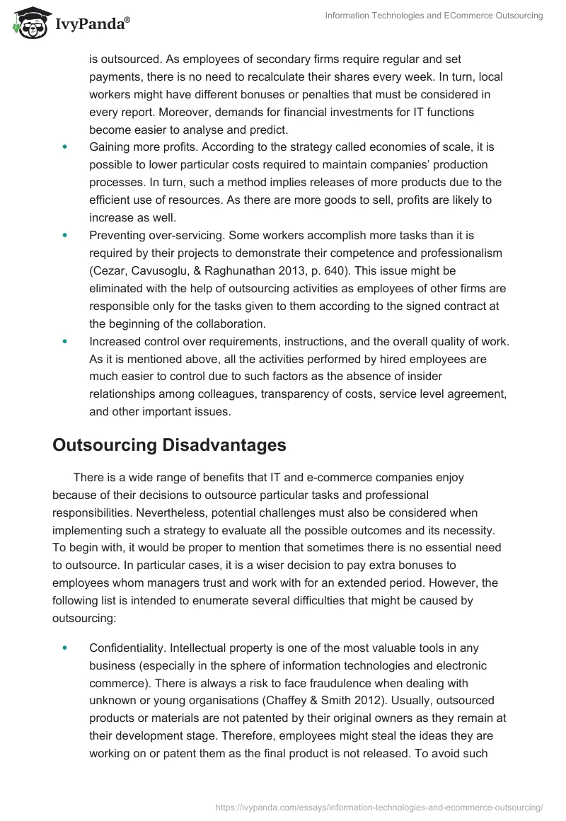 Information Technologies and E-Commerce Outsourcing. Page 3